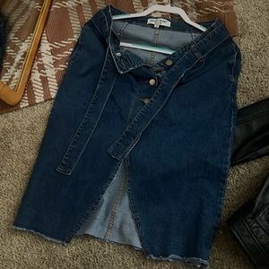 Long denim skirt